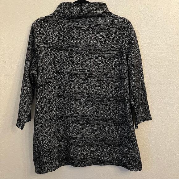 Clara Sun Woo Mock Neck Sweater Medium Tunic Black Pockets Oversized Stretch - Picture 7 of 11